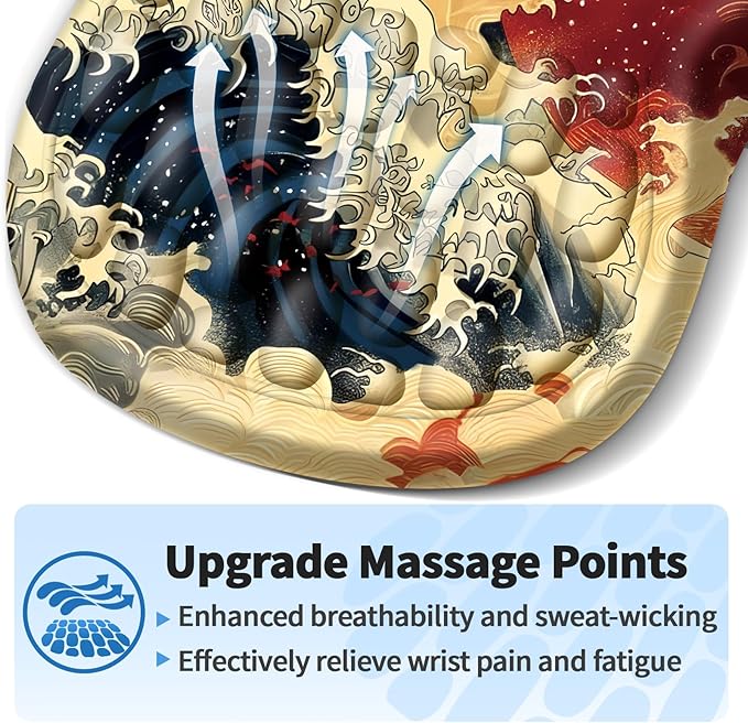 YIWEI Ergonomic Mouse Pad with Wrist Rest - Comfortable Office Mousepad with Memory Foam Wrist Support for Carpal Tunnel Relief, Mouse Pads with Non-Slip Base for Gaming and Home (Waves)