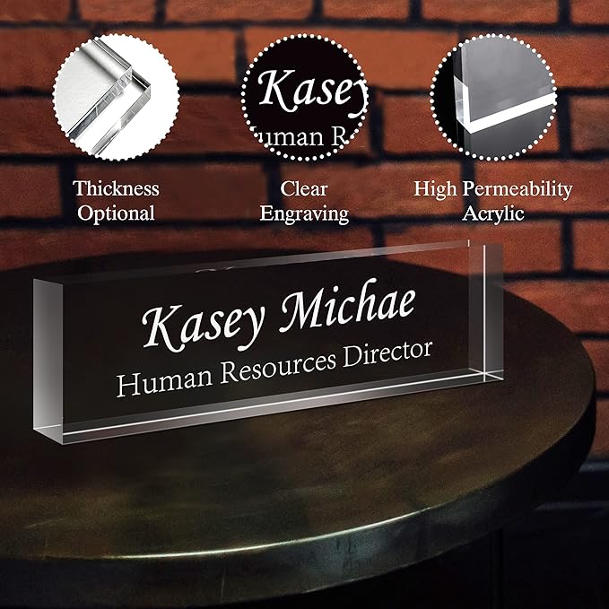 SalaGraphics Custom Engraved Acrylic Name Plates for Desks, Office Desk Plate Personalized, Decor Nameplate, Nurse Manager Employee Teacher Appreciation Gifts, Accessories (Flowers H)