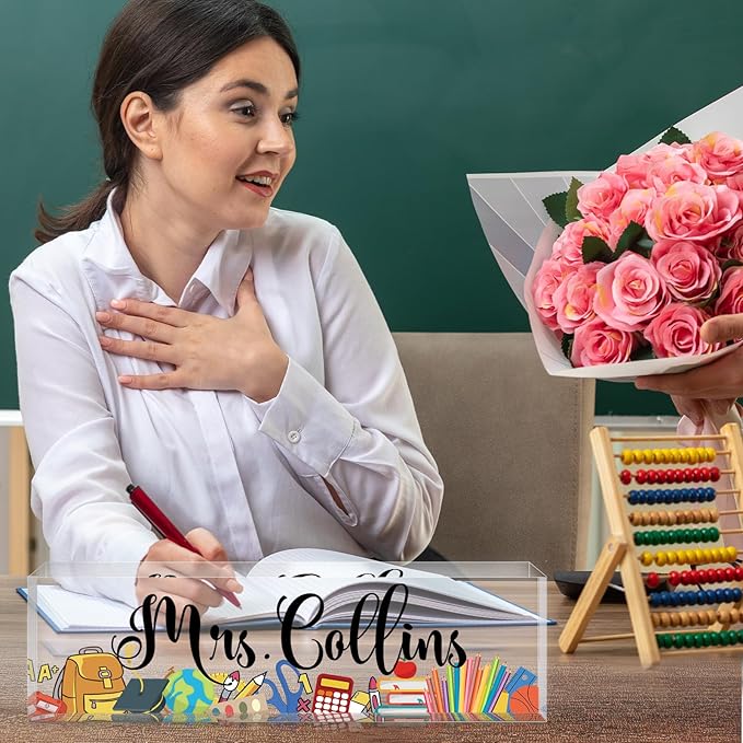 Custom Name Plate for Desk, Employee Appreciation Gifts, Office Decor, Acrylic Personalized, Desk Accessories, Funny Gifts for Coworkers Boss Teacher (Teacher A)