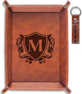 INNObeta Initial Valet Tray, Desktop Storage Organizer, PU Leather Bedside Tray Key Coin Holder, Personalised Gifts for Men, Birthday, Christmas, Letter M