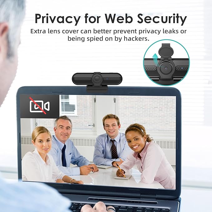saylas 2K Webcam with Microphone, 78°FOV FHD Streaming Camera with 2K/30fps, 1080P/60fps, Privacy Cover, Plug & Play USB Web Cam, Autofocus, Webcam for PC, Computer Web Camera for Laptop, Mac, Zoom