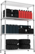 4 Tiers Shelf Metal Storage Shelves 2640 lbs Steel Storage Shelving Utility Shelving Unit Steel Organizer Wire Rack for Home,Kitchen,Office,Garage Chrome 17.7" D x 47.2" W x 70.3" H