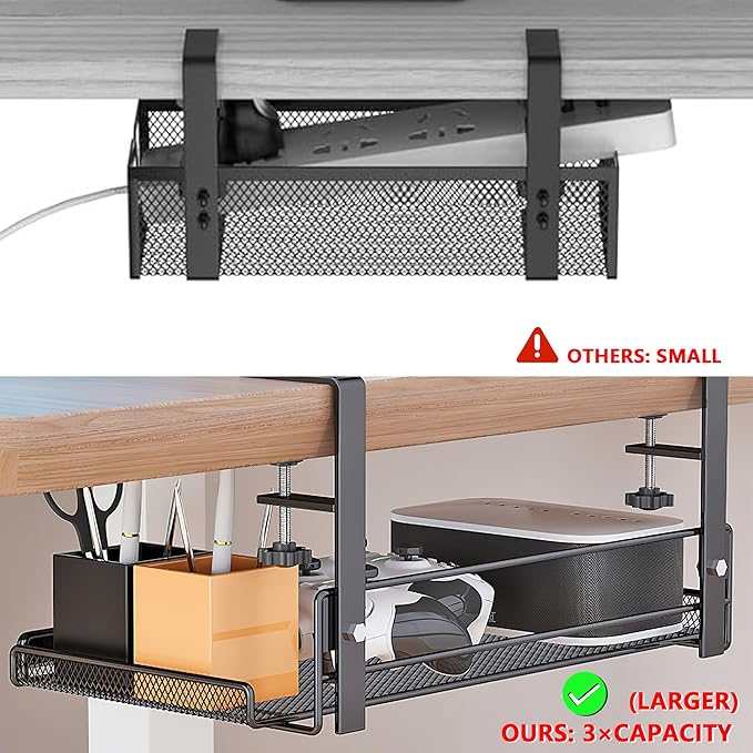 Under Desk Cable Management Tray Cord Wire Shelf Organizer (Large)