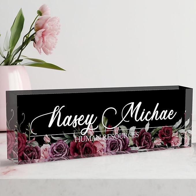 Desk Name Plate Personalized, Personalized Name Plate for Desk, Office Desk Decor The Office Gifts for Women Men, Acrylic Desk Accessories Employee Appreciation Gifts for Boss, Manager, Teacher
