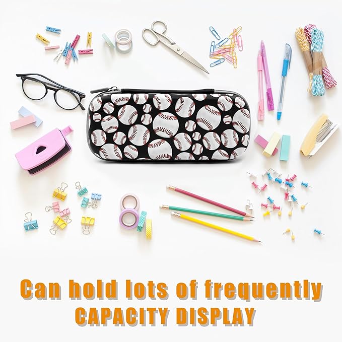 Baseball Ball Pencil Case Zip Pencil Box Multi Pouch Holder Desk Organizer For Boys Girls School Office