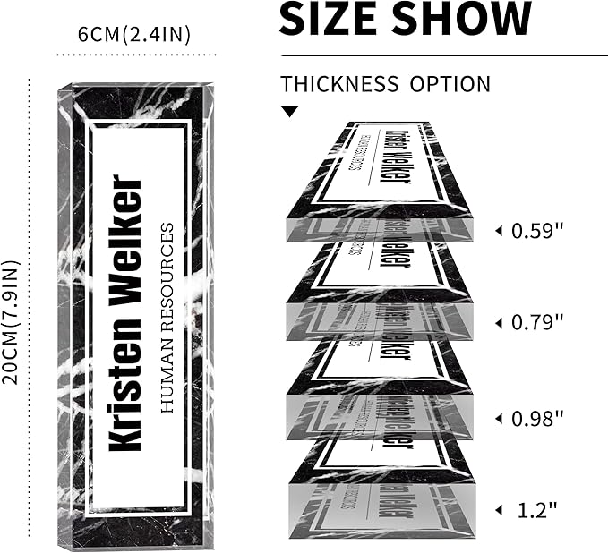 Custom Name Plate for Desk, Desk Name Plate Personalized, Office Decor for Women Men, Acrylic Desktop Accessories, Office Gifts for Coworkers Boss Teacher, Employee Appreciation Gifts (Black Marble)