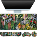 Desk Mat Floral, Large Gaming Mouse Pad with Wrist Rest, 4in1 XXL Mousepad+Keyboard Wrist Rest+Mouse Pad Wrist Support+Cup Coaster Set Ergonomic Computer Desk Arm Wrist for Decor Home Office Women