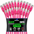 Maximm Cat 6 Ethernet Cable 0.6 ft (20-Pack) - High-Speed LAN Cable, Internet Cable, Patch Cable, and Network Cable - UTP, 10Gbps, 550MHz Ethernet Cord - Pink