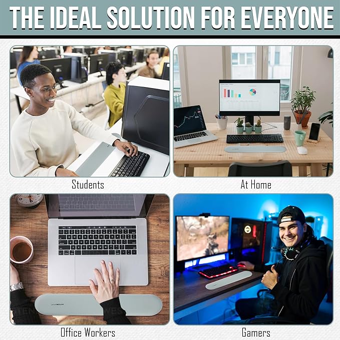 Gel Wrist Rest Mouse Pad Set, Ergonomic Office Mousepad with Memory Foam Wrist Support, Gel Mouse Pad with Wrist Support Keyboard Rest, Non-Slip Desk Accessory for Office, Home & Gaming (Turquoise)