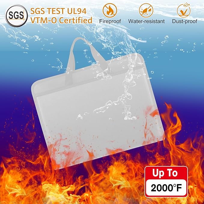 File Organizer Fireproof Expanding Accordion File Folder with Zipper Labels13 Pockets Document Organizer Holder Storage Box Bag for Business Office Receipt Home Travel