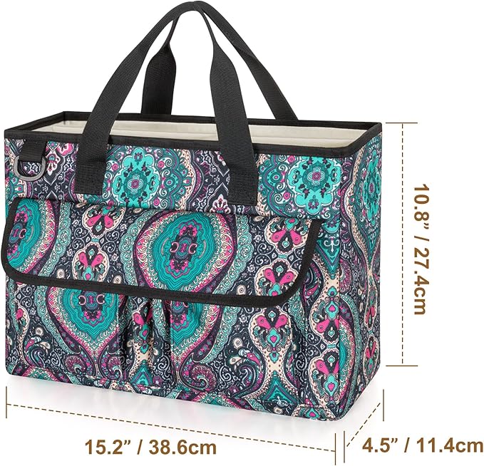 LoDrid Portable File Box with Handle, Foldable Bag for Legal Size File Folder, Separated Storage Laptop Layer (up to 15.6 Inch), Totem, Bag Only(Patent Design)