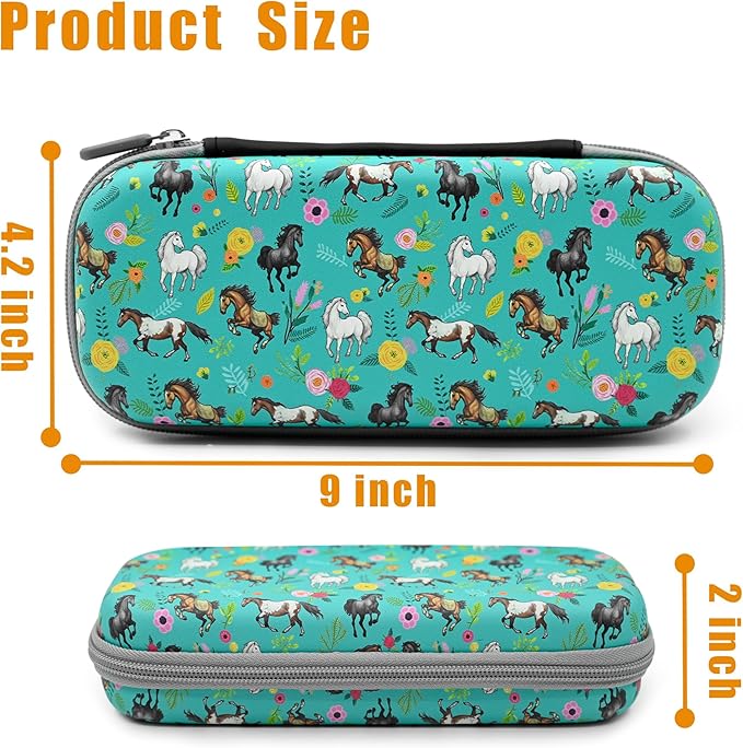 Horse Pencil Case Zip Pencil Box Multi Pouch Holder Desk Organizer For Boys Girls School Office