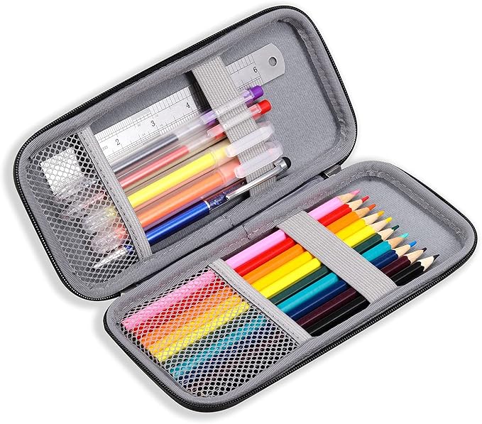 iDream365 Upgraded Hard Pencil Case Box for Adults,Durable Pen Carrying Case with Zipper-Grey