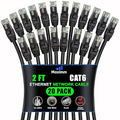 Maximm Cat 6 Ethernet Cable 2 ft (20-Pack) - High-Speed LAN Cable, Internet Cable, Patch Cable, and Network Cable - UTP, 10Gbps, 550MHz Ethernet Cord - Black