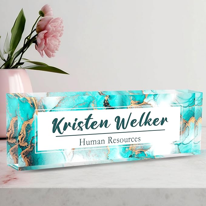 Custom Name Plate for Desk, Desk Name Plate Personalized Office Desk Decor for Women Men, The Office Gifts Employee Appreciation Gifts for Boss, Manager, Teacher, Nurse, Acrylic Desk Accessories