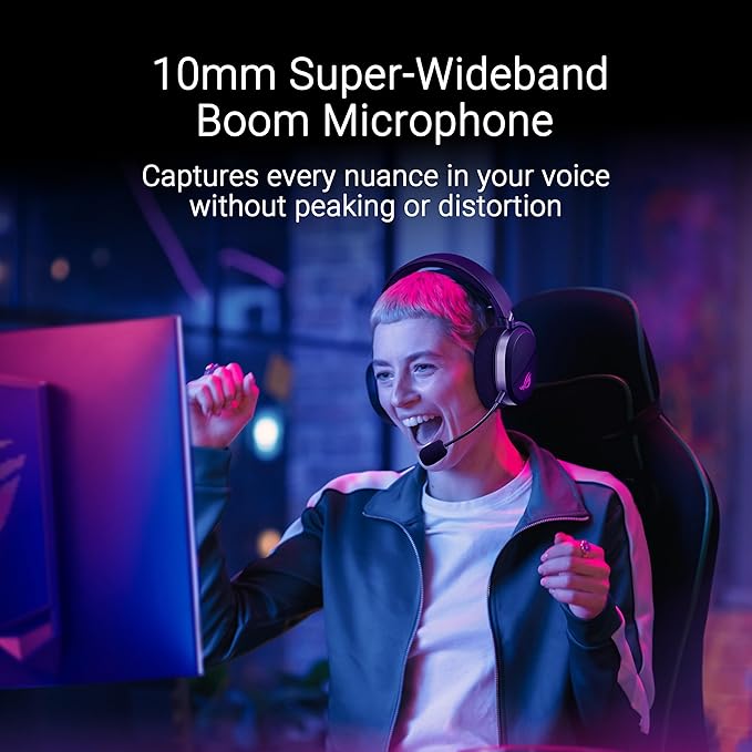 ASUS ROG Pelta Wireless Gaming Headset with Detachable Mic – Tri-Mode (BT, 2.4GHz, USB-C) 50mm Titanium-Plated Drivers, 70Hr Battery, Ergonomic, Lightweight, for PC, PS5, PS4, Switch, Mobile - Black
