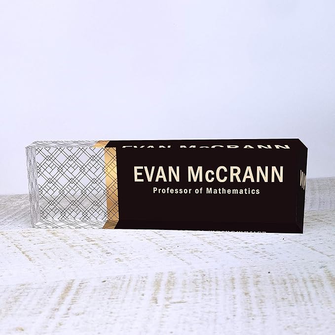 Artblox Personalized Name Plate for Desk | Net Design On Clear Acrylic Glass | Custom Plaque Desk Name Plate Personalized Your Name and Credentials Office Office Sign Engraved Plaque