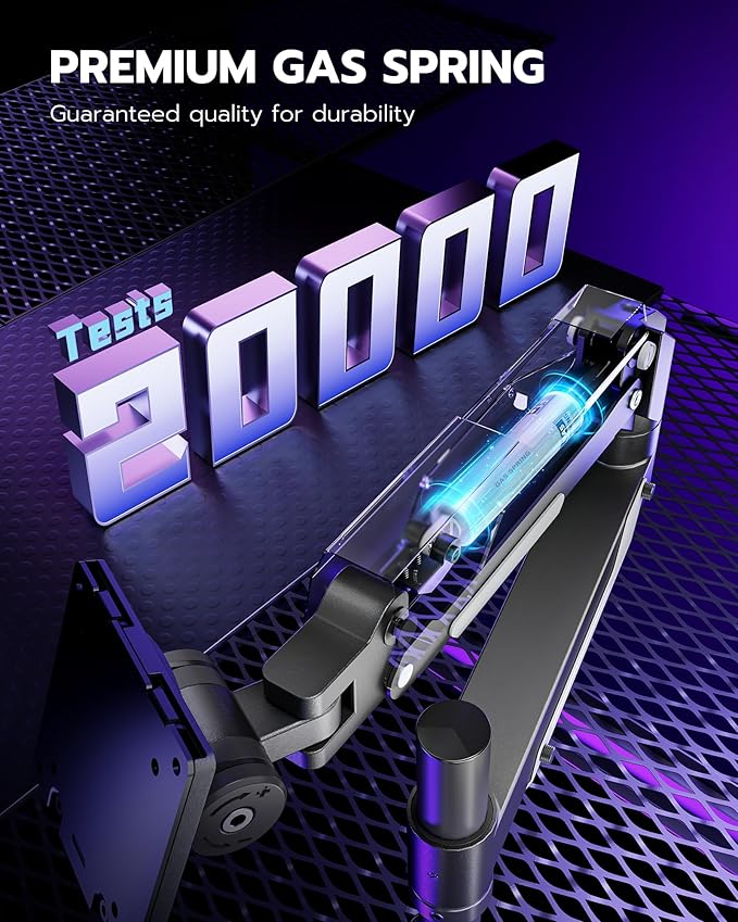 ARES WING CoreArm Single Monitor Mount, Ultrawide Monitor Arm for 24 to 57'' Heavy Duty Curved Screen, Adjustable Gas Spring Monitors Arm Stand up to 66LBS with 75/100/200 Vesa Mount, Black