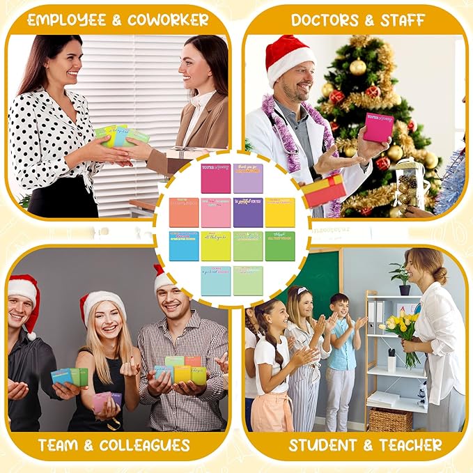 Yinder 48 Pcs Employee Appreciation Sticky Notes New Year Gift Bulk Motivation Sticky Note Pads Inspirational Gift for Teacher Nurse Staff Coworker Office Supply 3 x 3'' (Appreciation,Dark Color)
