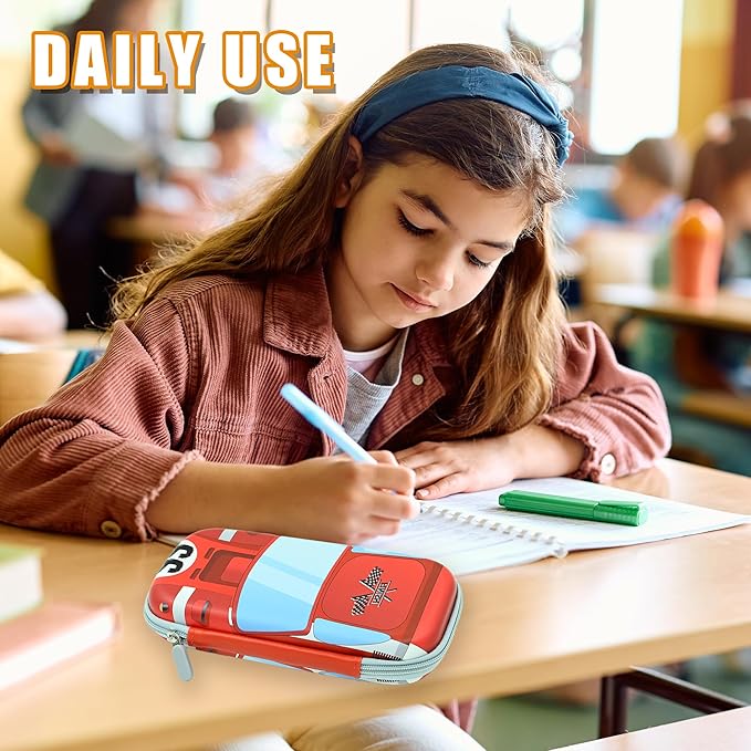 Car Pencil Case Zip Pencil Box Vintage 66 Route Cars Pouch Holder Multi Desk Organizer For Boys Girls School Office