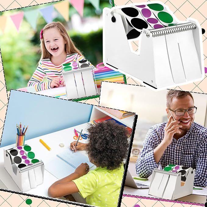 1 Pcs Label Dispenser Manual Adjustable Metal Sticker Roll Holder Sticker Dispenser Label Roll Holder Tape Organizer Stand for Office Home Business Tabletop