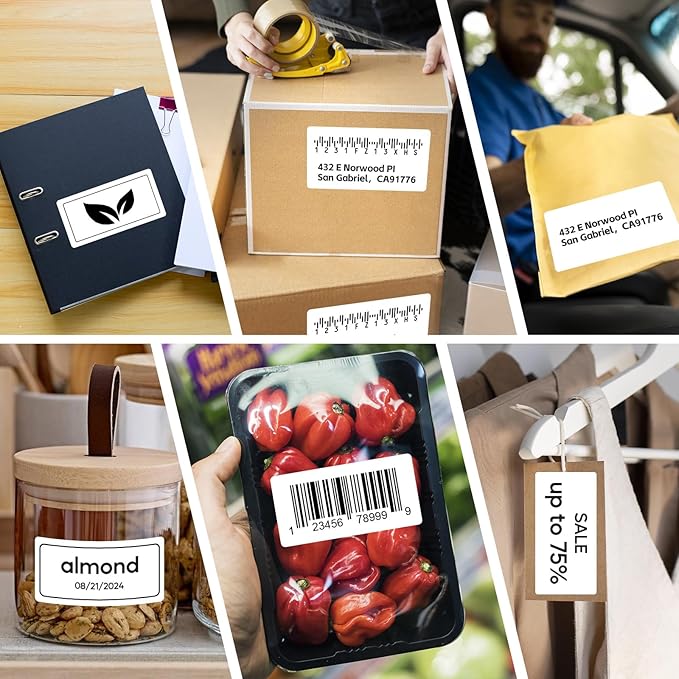 NineLeaf 4 Roll 4''x2'' Direct Thermal Label Barcodes Postage Shipping Address Labels with 750 Labels/Roll Compatible for Zebra Eltron Rollo Desktop Label Printers