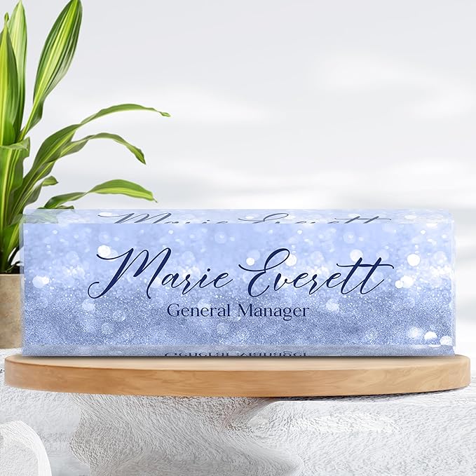 Custom Name Plate for Desk | Personalized Desk Name Plate | Personalized Boss Employee Appreciation Gifts | Acrylic Name Plate Office Desk Accessories (A-Blue Quartz)