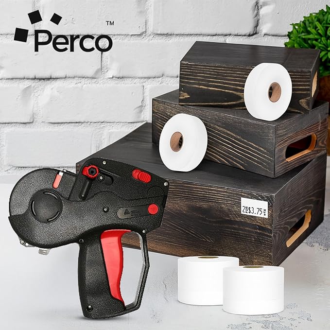 Perco White Pricing Labels for Monarch 1131 Price Gun – 3 Sleeves, 24 Rolls Value Pack - 60,000 Price Marking Labels – with Ink Rolls Included
