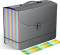 25 Pockets Expanding File Folders,Portable Accordian File Organizer,Expandable File Folder,Bill,Paper,Document Organizer,Plastic Accordion Filing Box,Colored Tabs,A4/Letter Size Diamond