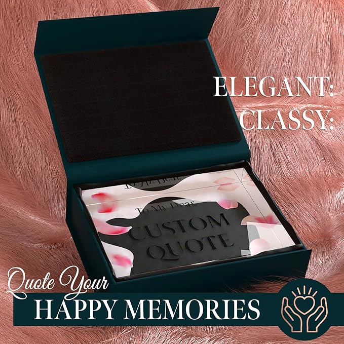 Personalized Gifts, Custom Quote Block Letter Board,Crystal-Clear Acrylic With Gift Box,17 Styles, Holiday and Christmas Gift for Mom, Dad, Girlfriend, Him or Her, Husband, Wife (5"x7, Pink Petals)