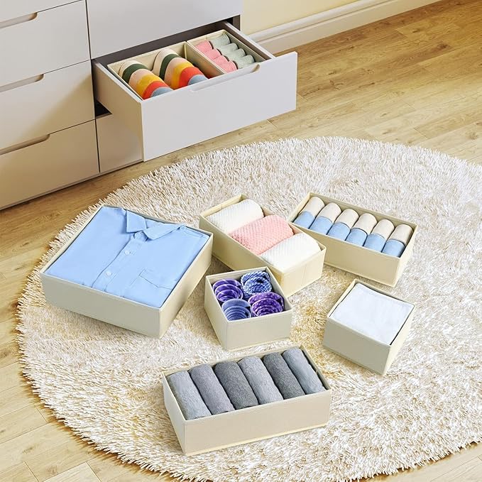 DIMJ Drawer Organizer Clothes, 24 Pack Dresser Organizer, Foldable Closet Organizers and Storage, Fabric Dresser Drawer Organizers, Drawer Dividers for Nursery, Baby Clothes, Underwears, Sock