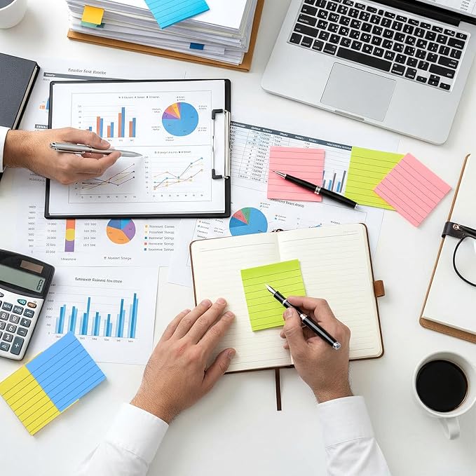 72 Pack Lined Sticky Notes 3x3 in Bright Ruled Post Stickies Colorful Super Sticking Ruled Stickies Multi Colors Sticky Notes with Lines Self-Stick Note Pads Bright Colors for School Office Meeting