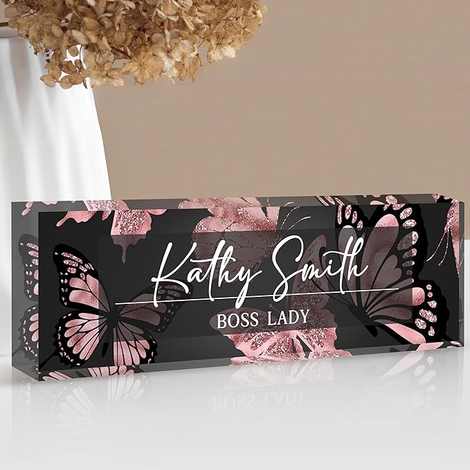 Custom Name Plate for Desk | Personalized Desk Name Plate | Personalized Boss Employee Appreciation Gifts | Acrylic Name Plate Office Desk Accessories