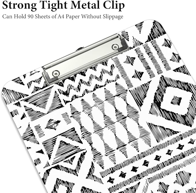 Rimilak Plastic Clipboards with Metal Clip, A4 Letter Size 9 x 12.5 in, Office Decorative for Students Women Men and Kids, Cute Custom Pattern, Abstract Diamond