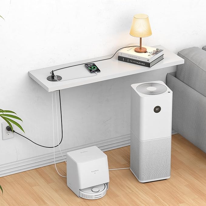 Desktop Power Grommet with 100W USB C, Double-Side Recessed Charging Station Plug in 5AC Outlets & 4 USB Ports, 4-Inch Hole Furniture Flush Mount for Countertop Black