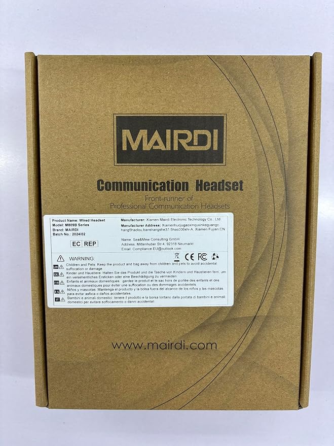 MAIRDI PC Headset with Microphone Noise Canceling, USB Computer Headset with Mic for Laptop Teams Zoom Office Work Call Center Business Softphone, Dictation Headset for Dragon Naturelly Speaking