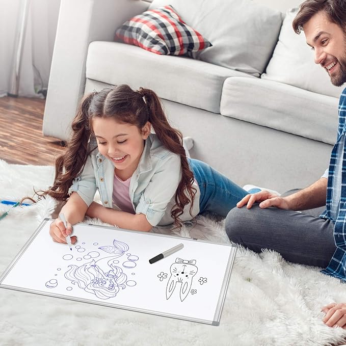 H-Qprobd White Board 36" x 24" Dry Erase Board for Wall Whiteboard 3' x 2' (2 Pack) Magnetic Presentation Board with Long Pen Tray, Wall-Mounted White Boards for Home, Office and School