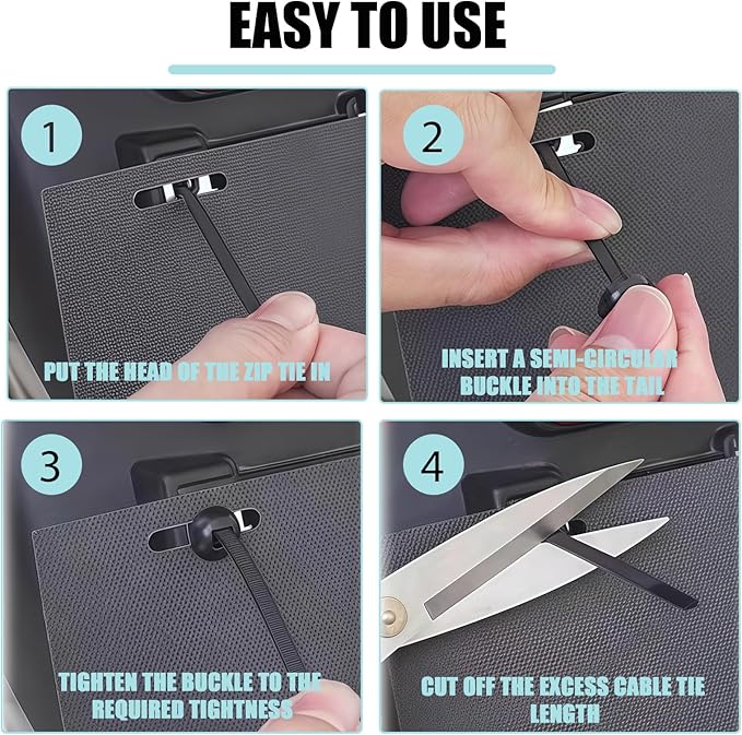 100 Pcs Nylon Universal Cable Tie Buckle, Self-Locking Zip Tie Clips with Pin & Button Design, UV Resistant Plastic Cable Tie Buckle Fasteners for Auto Car Body Repair, Home & DIY Use