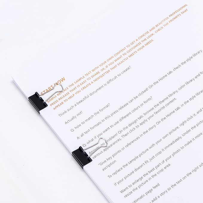 Amazon Basics Sturdy Binder Clips for Office Use, 96 Count (96 Pack of 12), Medium, 1.25 in, Black