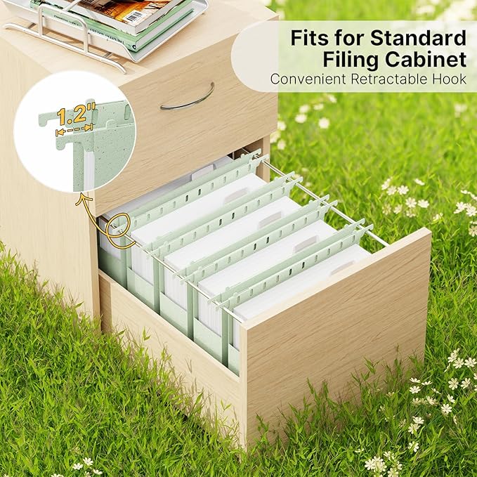 Wheat Straw Plastic Hanging File Folders Letter Size,Heavy Duty 2 Inch Expansion,12 Pack Extra Capacity Hang Folders for Filing Cabinet,File Organizer with Insertable Tabs(Morandi Green)