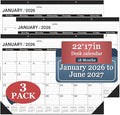 Desk Calendar 2026 Large 22 x17, Desk Calendar 2026-3 PACK-January 2026 to June 2027,2026 Calendar,Classic Black,Large Calendar 2026-2027 with Plastic Cover.