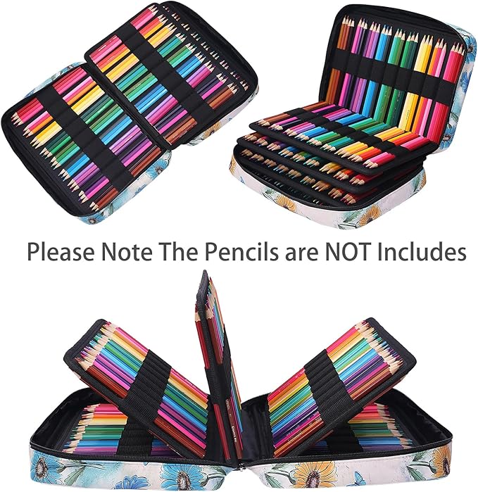 BOMKEE Coloring Pencil Case 220 Slots Pencils/Gel Pens Organizer Waterproof Travel Case Zipper Carrying Portable Pencil Markers Pen Holder Bag for Painter Writers