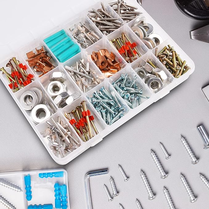 18 Grids Plastic Organizer Box with Dividers, Clear Compartment Container Storage for Beads Crafts Jewelry Fishing Tackles, Size 7.9 x 6.2 x 1.2 in