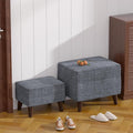 Storage Ottomans with Adjustable Cover, BOGO, Step Stool, Footrest and Seat, Ottoman Foot Rest Set for Living Room, Bedroom, Dorm, Light Gray