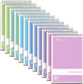 Alitte Steno Pads Spiral 6x9-12 Pack Pastel Colors - Perfect for Work, School, and Home Use, Easy Tear-Off Pages, Gregg ruled, White Paper - No Ink Bleeds - 80 Sheets