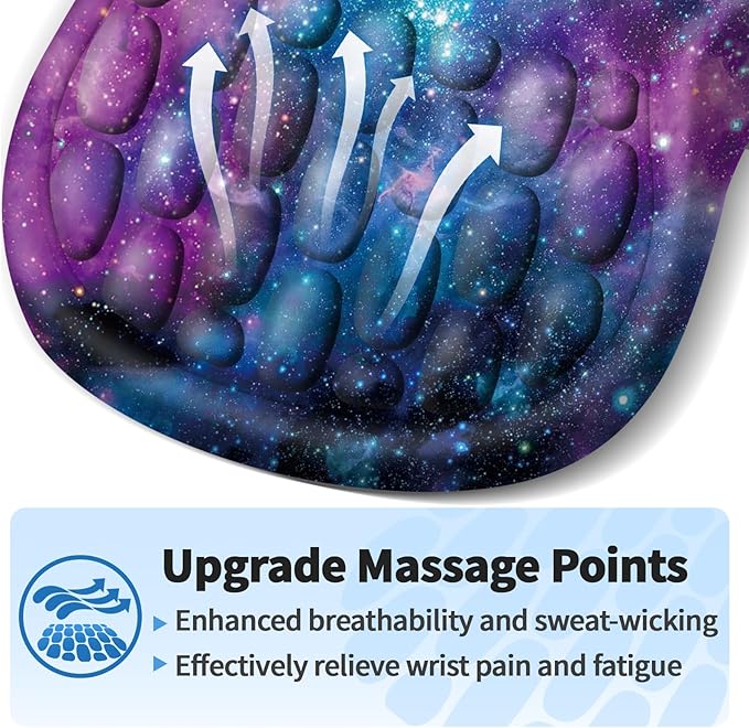 YIWEI Ergonomic Mouse Pad with Wrist Rest - Comfortable Office Mousepad with Memory Foam Wrist Support for Carpal Tunnel Relief, Mouse Pads with Non-Slip Base for Gaming and Home (Starry Sky)