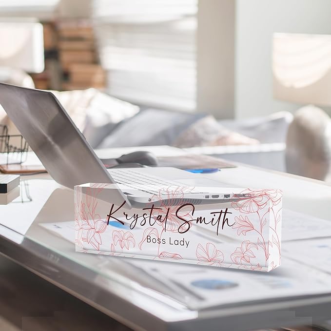 Custom Name Plate for Desk | Personalized Desk Name Plate | Personalized Boss Employee Appreciation Gifts | Acrylic Name Plate Office Desk Accessories
