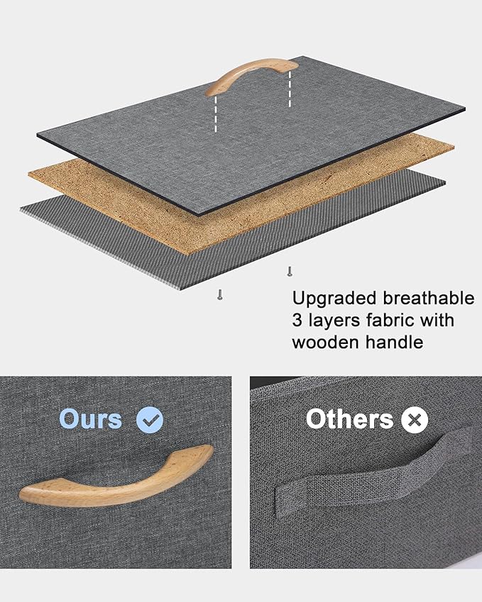 Crestlive Products Vertical Dresser Storage Tower - Sturdy Steel Frame, Wood Top, Easy Pull Fabric Bins - Wide Organizer Unit for Bedroom, Hallway, Entryway, Closets - 5 Drawers(Gray)