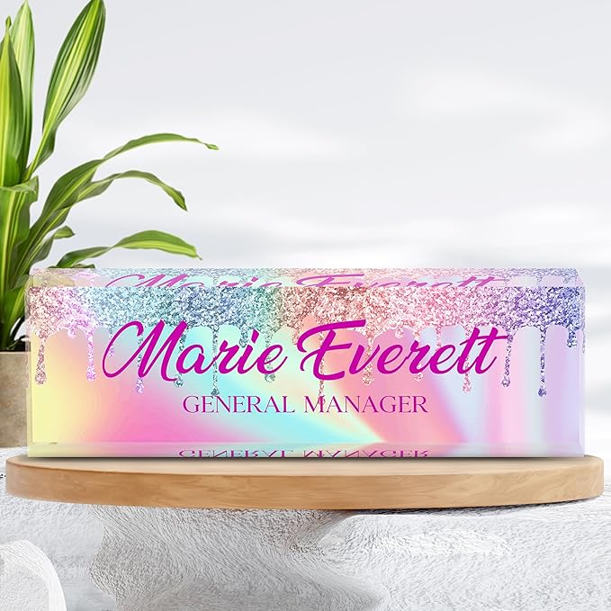 Custom Name Plate for Desk | Personalized Desk Name Plate | Personalized Boss Employee Appreciation Gifts | Acrylic Name Plate Office Desk Accessories (A-Colored Quartz)