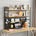 2-Tier Desktop Bookshelf Hutch - Metal Desk Shelf Bookcase with Desk Pegboard Countertop Storage Organizer Rack for Dorm or Office (B, 70cm/27.5in)